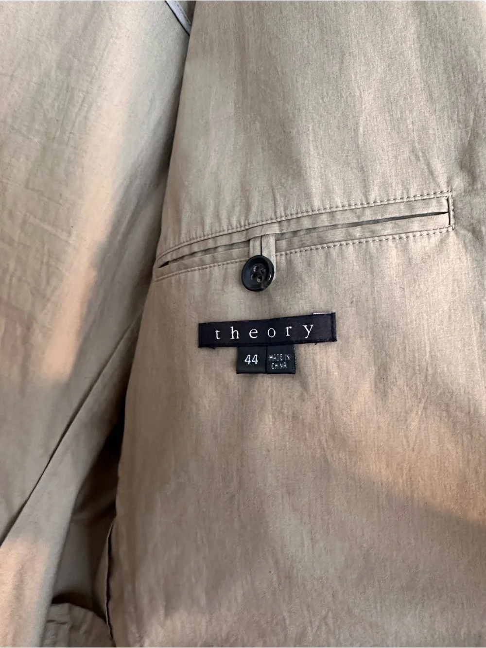 Theory Tan Cotton Unstructured Men’s Blazer SZ 44 Lightweight Summer Casual EUC